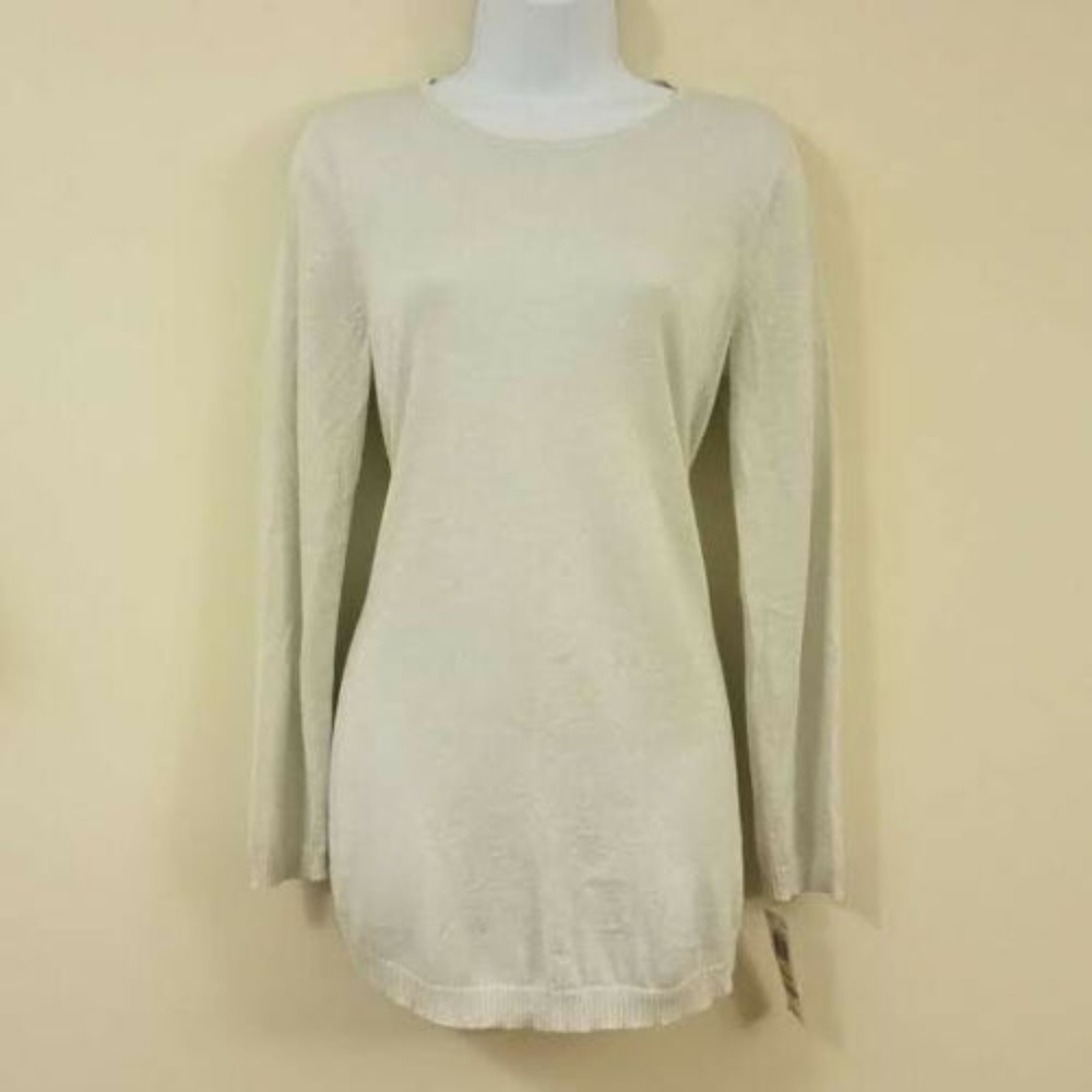 New Alfani Silver XL Glitter Knit Long Sleeve Top - Picture 2 of 7